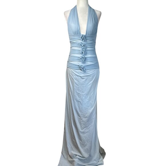 Maygel Coronel Villadiego Dress in Arctic One Size New Womens Flower Maxi Gown - Picture 5 of 17